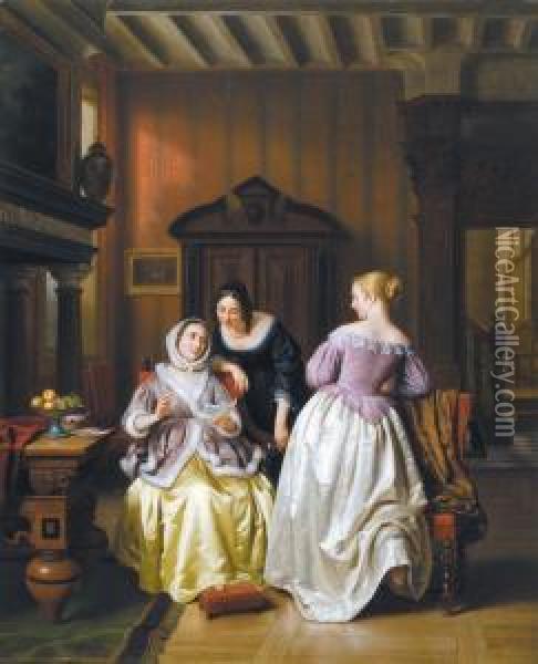 The Letter (1860) Oil Painting - Basile De Loose
