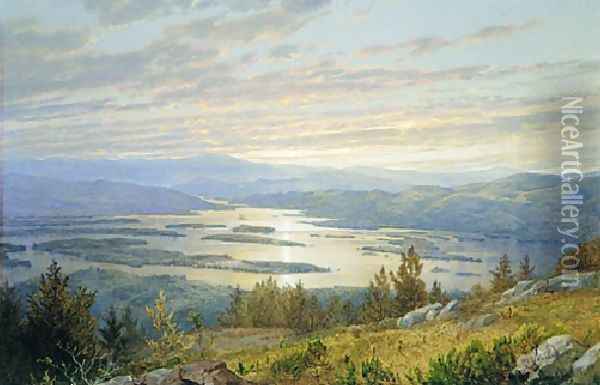 Lake Squam And The Sandwich Mountains Oil Painting - William Trost Richards