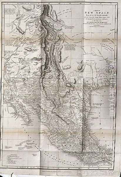 Map of New Spain in 1804 Oil Painting - Humboldt, Friedrich Alexander, Baron von