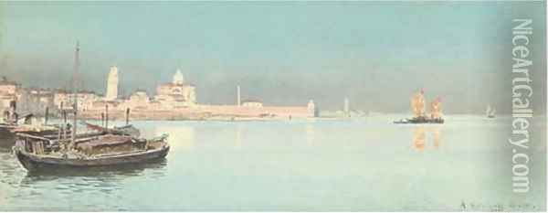 A calm day on the Venetian lagoon Oil Painting - Alexandre Nicolaievitch Roussoff