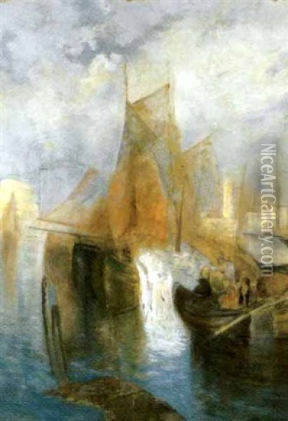 Barche Nel Porto Oil Painting - Eduardo Dalbono