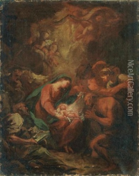 L'adoration Des Bergers Oil Painting - Jean Baptiste Henri Deshays