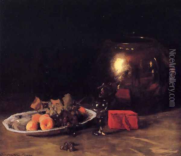 The Big Brass Bowl Oil Painting - William Merritt Chase