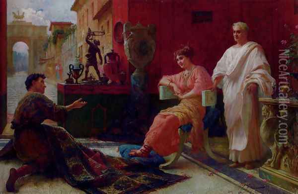The Carpet Merchant Oil Painting - Ettore Forti
