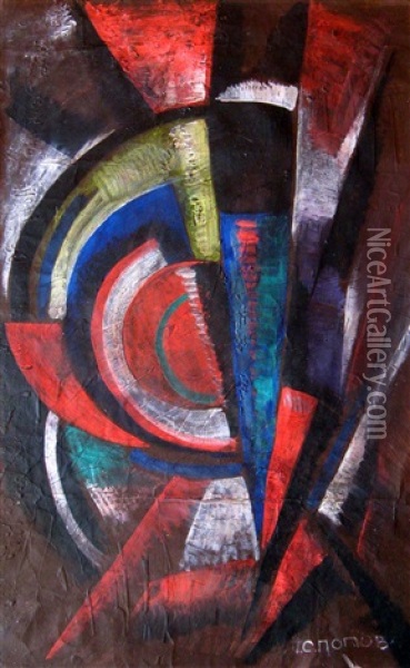 Geometric Abstract Composition Oil Painting - Lyubov Popova