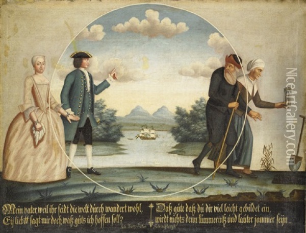 Ungdomen Och Alderdomen - Allegori Over Manniskans Aldrar Oil Painting - Johan Borg