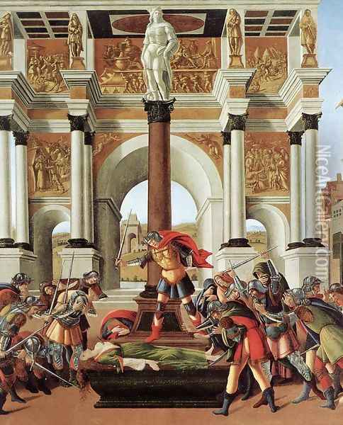 The Story of Lucretia (detail 2) 1496-1504 Oil Painting - Sandro Botticelli