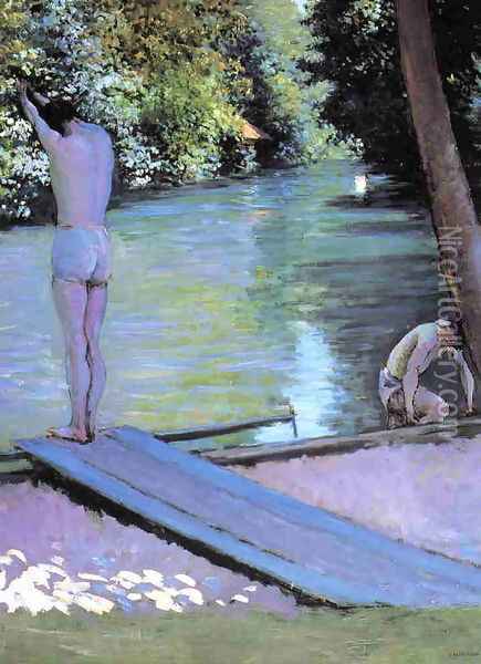 Bather Preparing To Dive Banks Of The Yerres Oil Painting - Gustave Caillebotte
