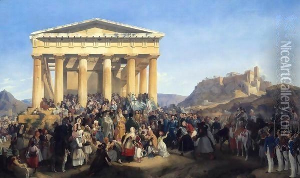 The Entry of King Othon of Greece in Athens Oil Painting - Peter von Hess