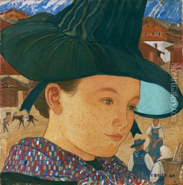 Jeune Fille Au Chapeau (girl With Hat) Oil Painting - Ernest Bieler