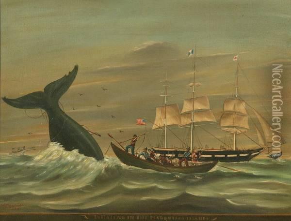 Whaling In The Marqueses Island Oil Painting - William Haskell Coffin