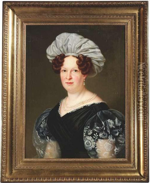 Portrait Of An Elegant Lady. Oil Painting - Franz Seraph Stirnbrand