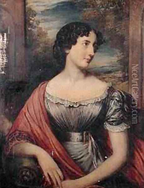 Portrait of Miss Jane Puxley 1826 Oil Painting - John Linnell