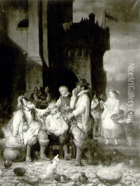 The Cavaliers' Repast Oil Painting - Ignacio Manzoni