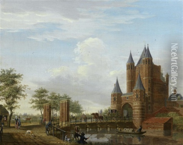 The Amsterdamse Poort, Haarlem Oil Painting - Isaac Ouwater