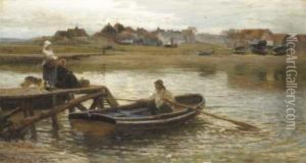 Walberswick Ferry (1875) Oil Painting - Hamilton Macallum