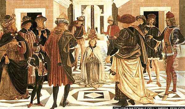 Story of S. Bernardino (detail) 1473 Oil Painting - Pietro Vannucci Perugino