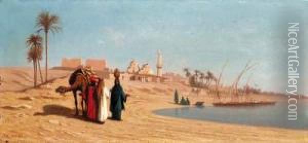 At The Edge Of The Desert Oil Painting - Charles Theodore Frere