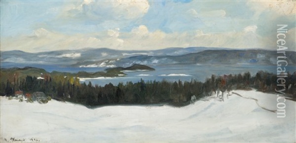 Utsyn Over Christianiafjorden Fra Askerlandet Oil Painting - Nils Gustav Wentzel