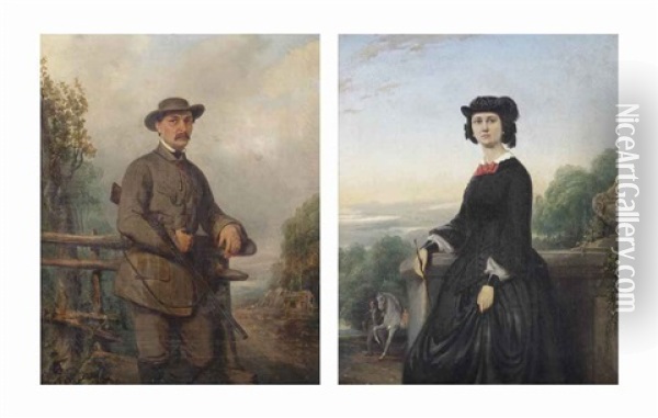 Portrait Of Mr And Mrs Van Eecken-petri (pair) Oil Painting - Pieter Alardus Haaxman