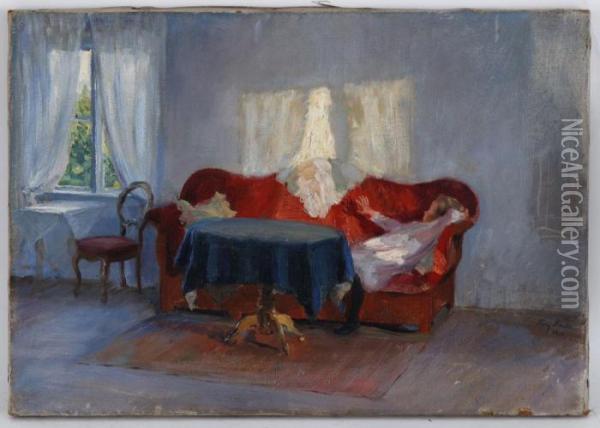 Le Divan Rouge Oil Painting - Fanny Brate