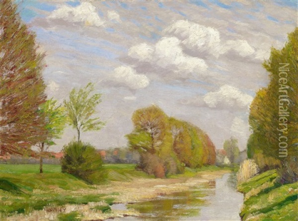 Flusslandschaft Oil Painting - Walter Ophey