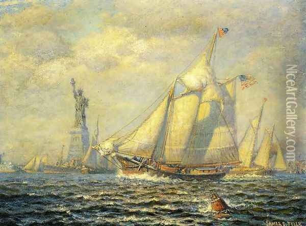 New York Harbor Oil Painting - James Gale Tyler