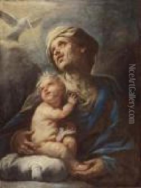 Saint Elizabeth And The Infant Saint John The Baptist Oil Painting - Luca Giordano