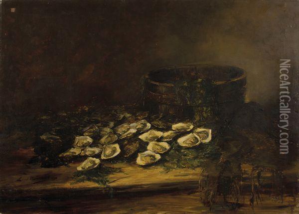Nature Morte Au Plat D'huitres Oil Painting - Ernest Honnorat