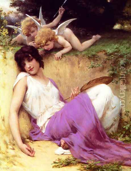 Beautiful Girl Angel Oil Painting - Guillaume Seignac