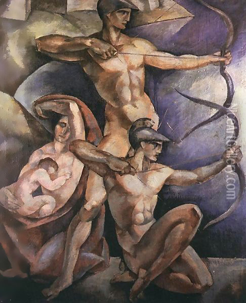 Archers 1920 Oil Painting - Emile Fabry