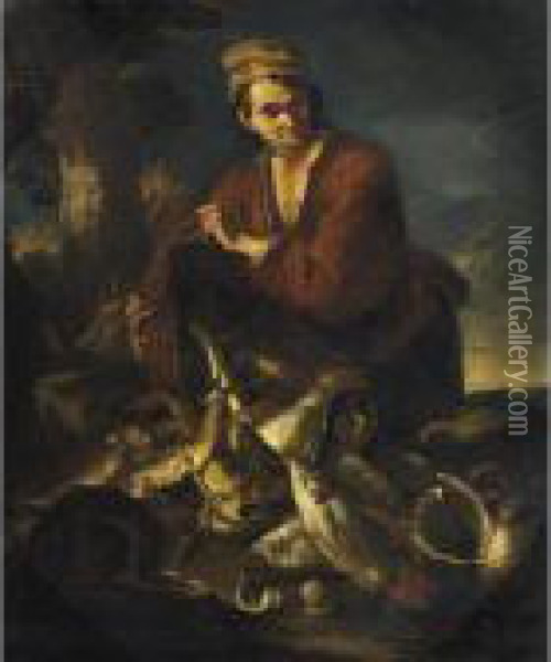 Feldrich -milano Ragazzo Con Cesto Di Pesci Oil Painting - Giacomo Francesco Cipper