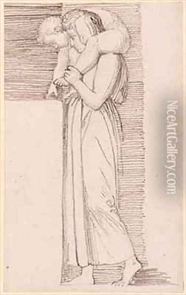 A Woman with a Naked Child on her Shoulder Facing Left Oil Painting - John Flaxman