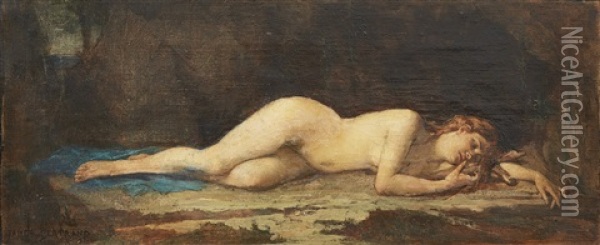 Study Of A Naked Beauty Oil Painting - Jean-Baptiste (James) Bertrand