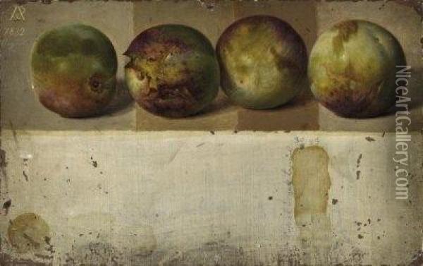 Four Greengages Oil Painting - Johann Wilhelm Preyer