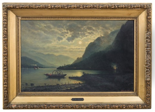 Notturno Sul Lago Oil Painting - Giuseppe De Rubelli