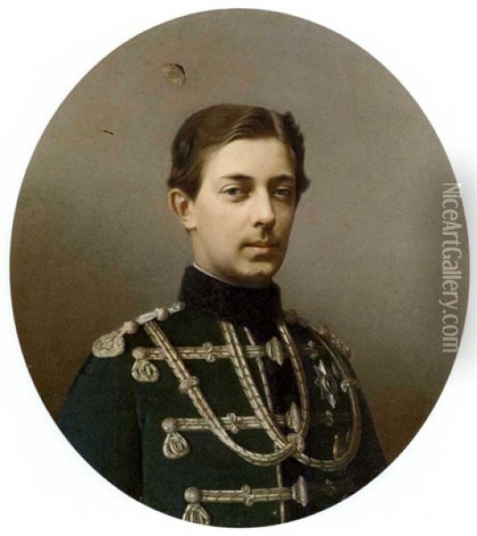 Portrait Of Tsarevich Nikolai Alexandrovich Oil Painting - Sergei Konstantinovich Zaryanko
