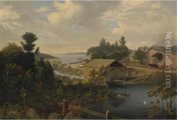 The Old Mill At Goose Cove, Annisquam, Gloucester Oil Painting - Fitz Hugh Lane