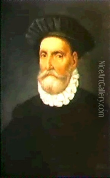 Ritratto Di Uomo In Nero Con Berretto Oil Painting - Giovanni Paolo Cavagna