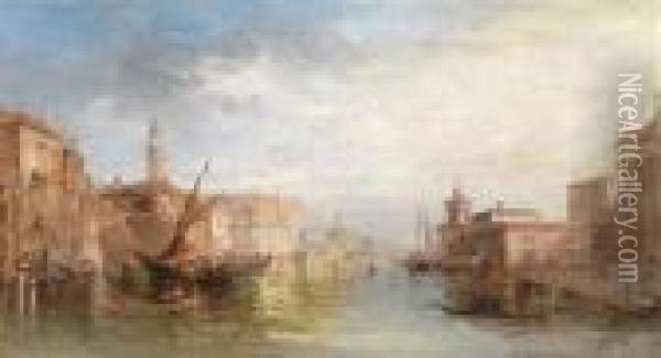 Venetian Canal Scene Oil Painting - Alfred Pollentine