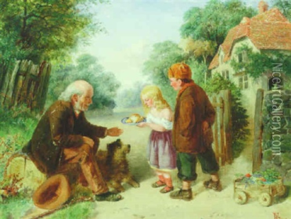 Lunch Time Oil Painting - Edward Charles Barnes