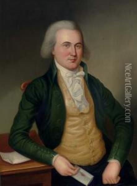 Portrait Of A Gentleman In A Yellow Waistcoat Oil Painting - Charles Peale Polk