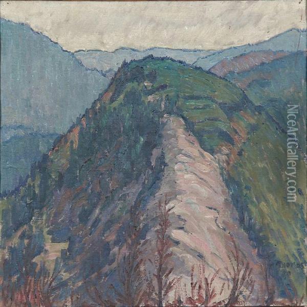 Landscape With Mountains Oil Painting - Albert Thomas