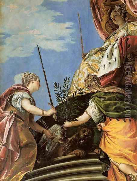 Venice Enthroned Between Justice and Peace Oil Painting - Paolo Veronese (Caliari)