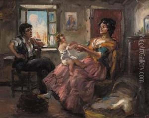 La Famiglia Oil Painting - Aristotele Vincenzi