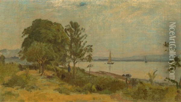 Bord Du Lac Leman Oil Painting - Barthelemy Menn