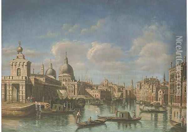 The Grand Canal, Venice, looking west to Sante Maria della Salute Oil Painting - (Giovanni Antonio Canal) Canaletto