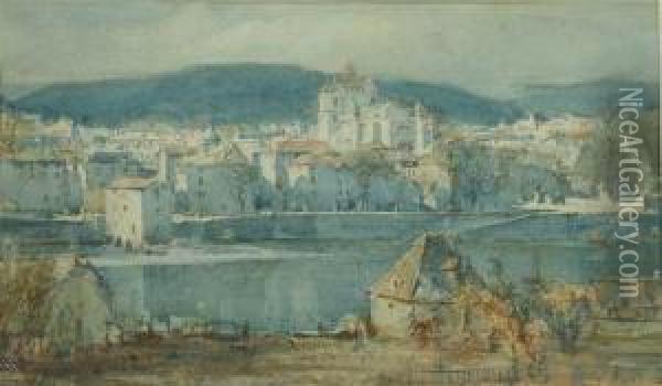 View Of Cahors Oil Painting - Arthur Reginald Smith