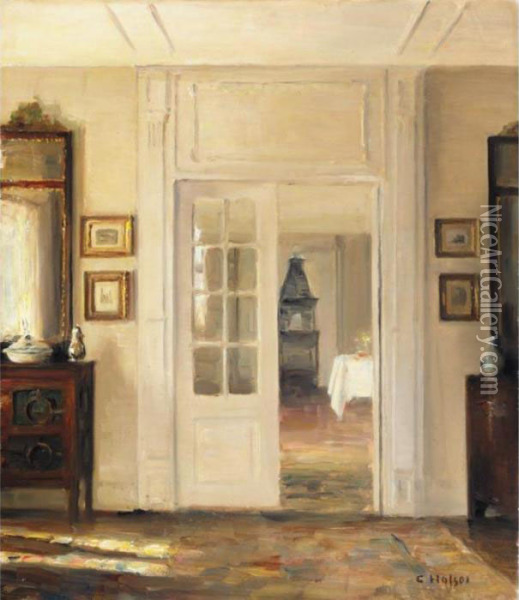 Interior Oil Painting - Carl Vilhelm Holsoe