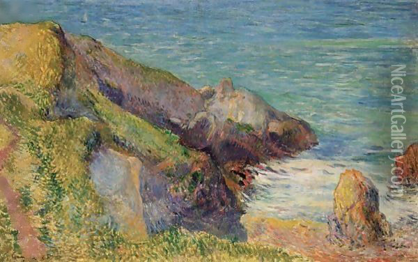 Rochers Sur La Cote Bretonne Oil Painting - Paul Gauguin